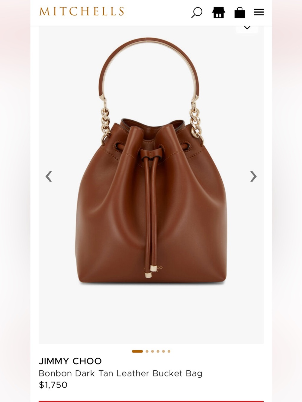 Jimmy Choo Bonbon Dark Tan Leather Bucket Bag
